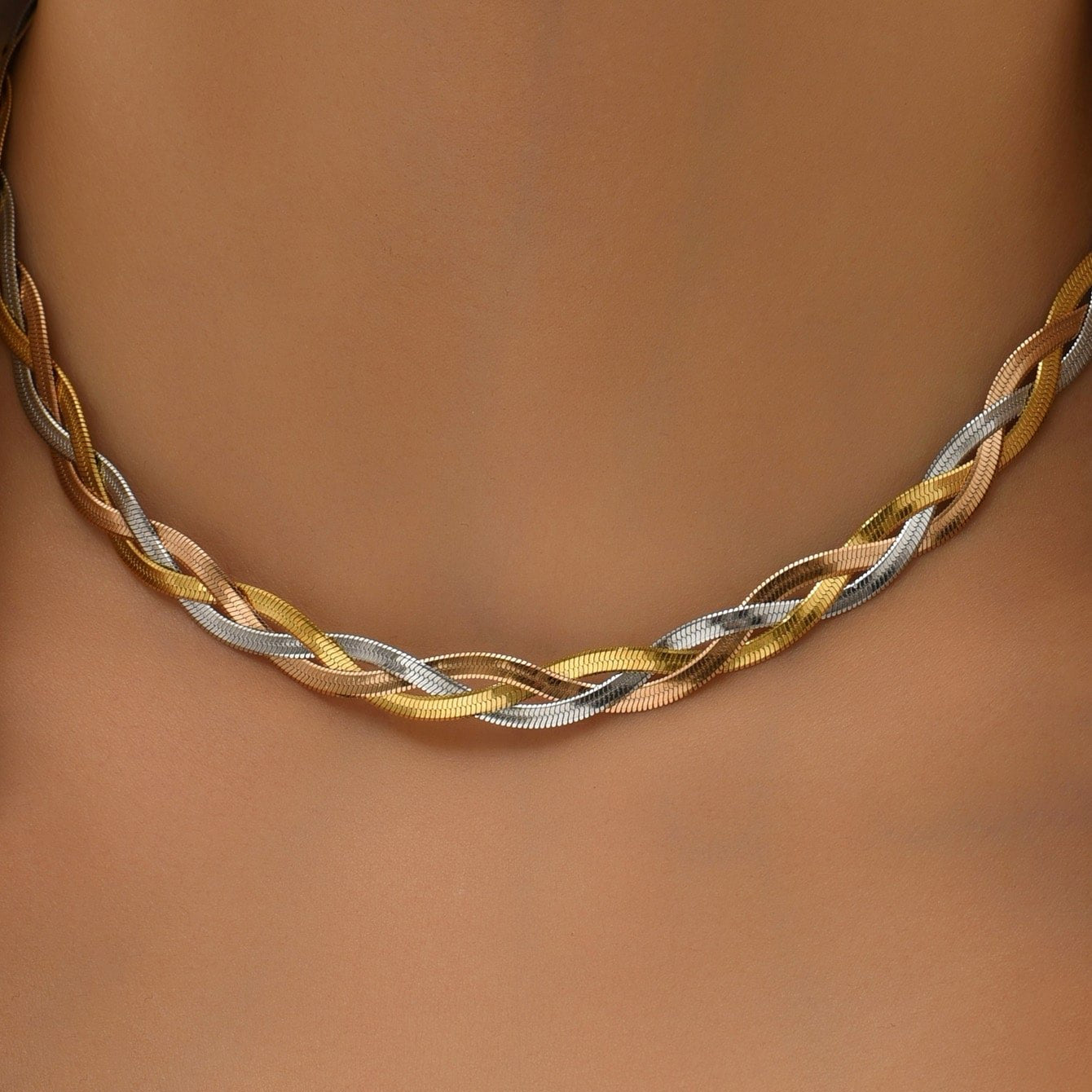 Chocker Tricolor trançado laminado