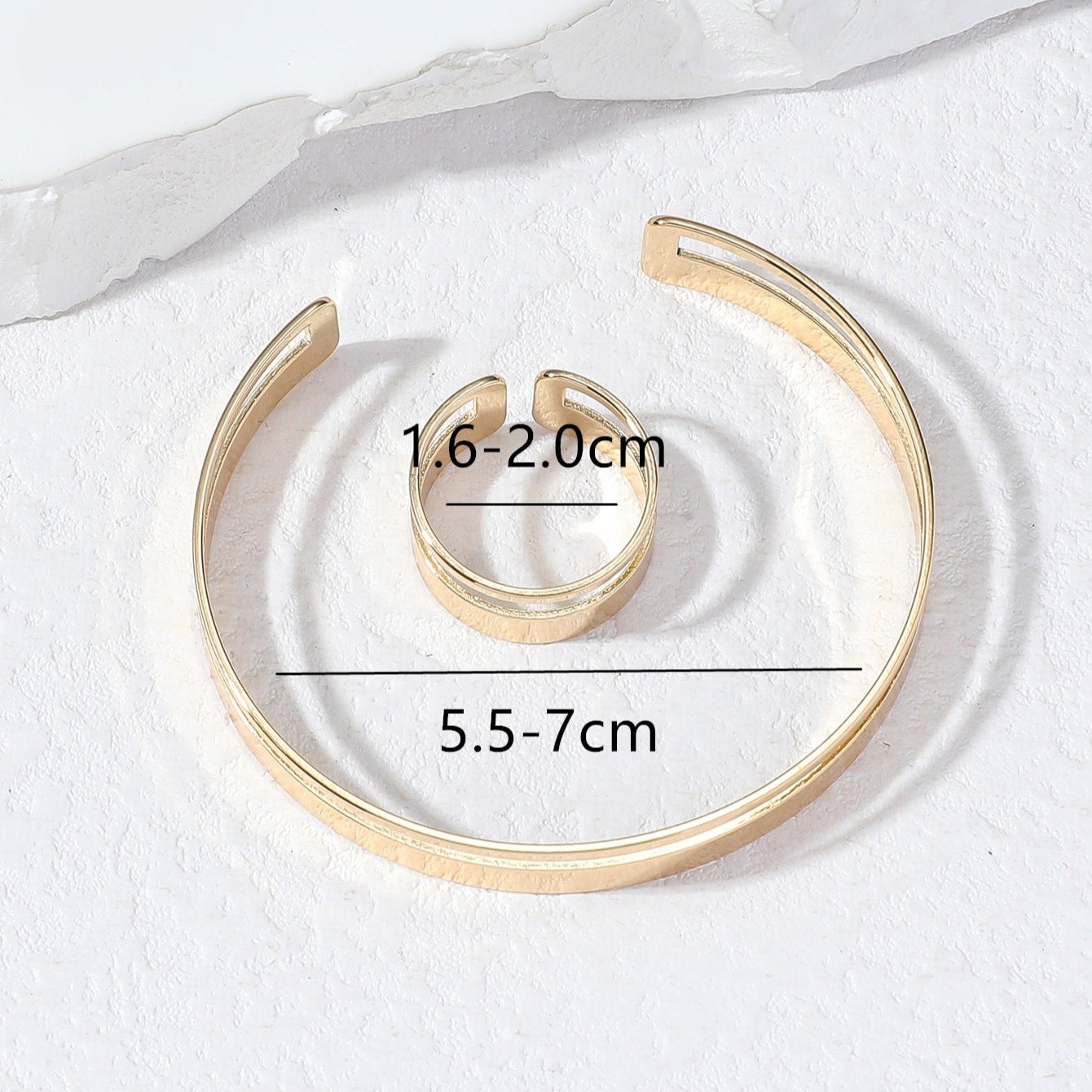 Conjunto de semijoias - Pulseira e Anel Geométrico paralelas Minimalista