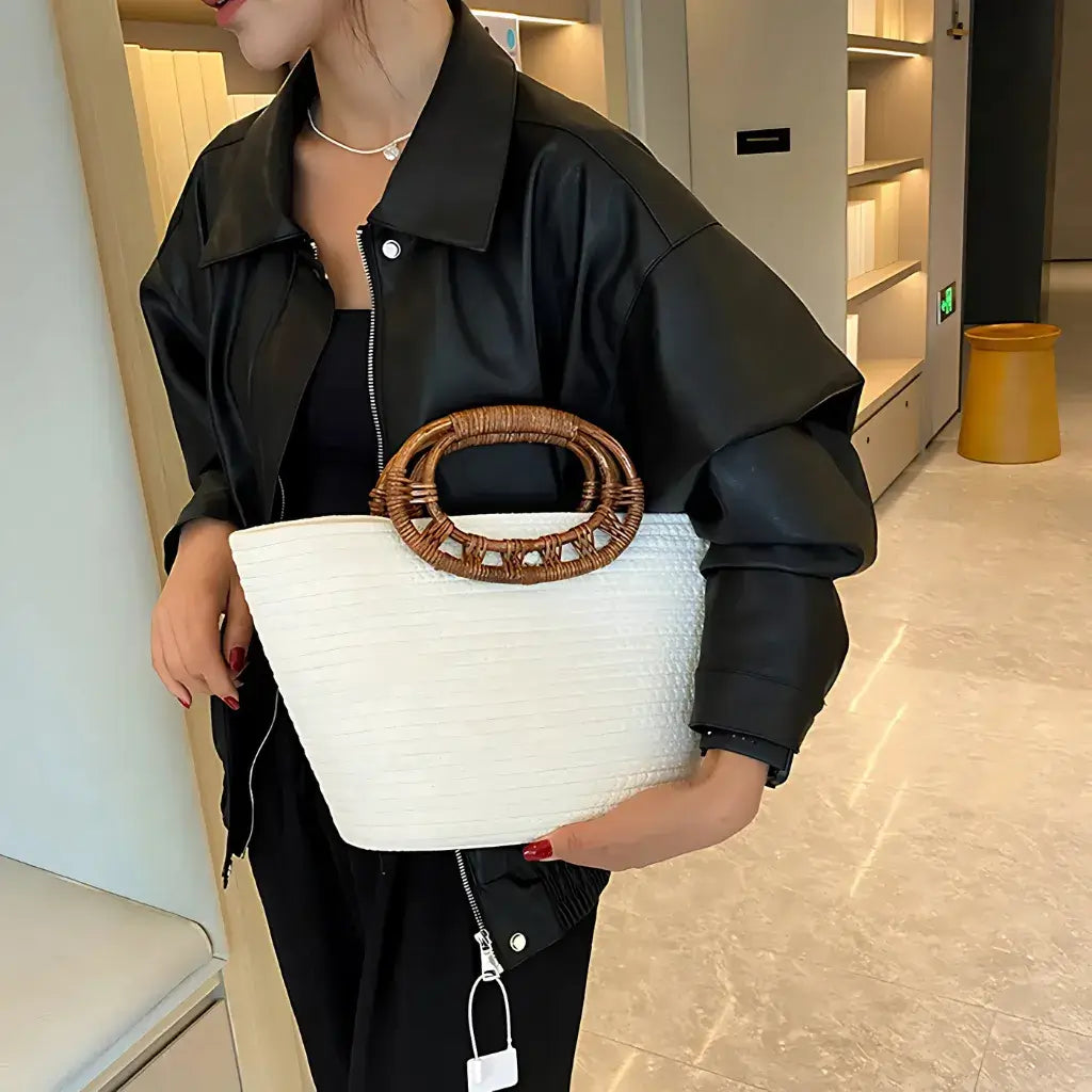 Bolsa de Palha Off White Modelo Elara