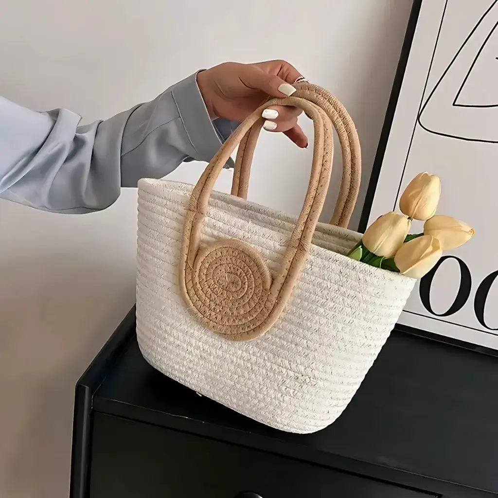 Bolsa de Palha Modelo Lolla Off White Bege