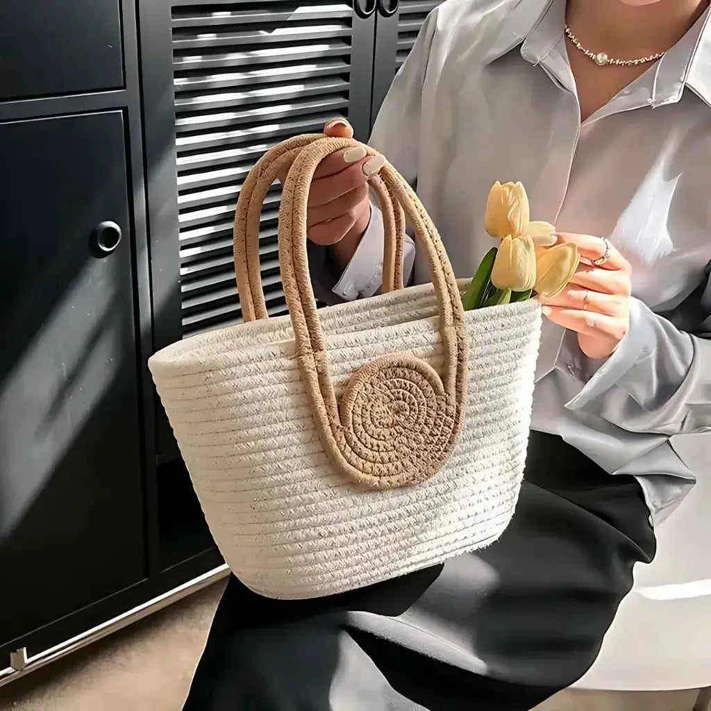 Bolsa de Palha Modelo Lolla Off White Bege