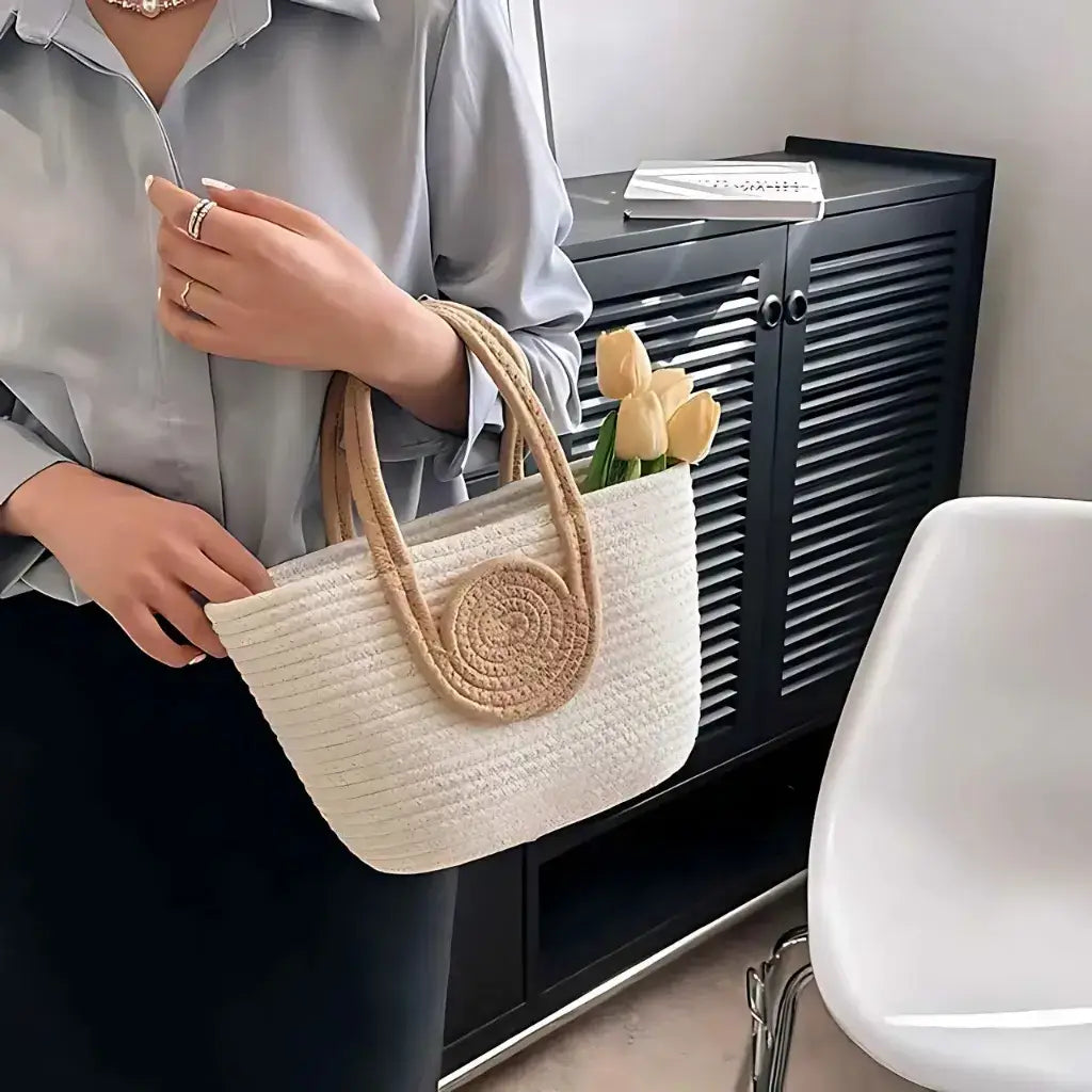 Bolsa de Palha Modelo Lolla Off White Bege