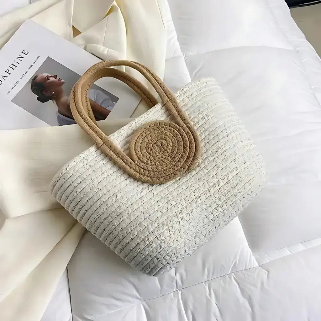 Bolsa de Palha Modelo Lolla Off White Bege