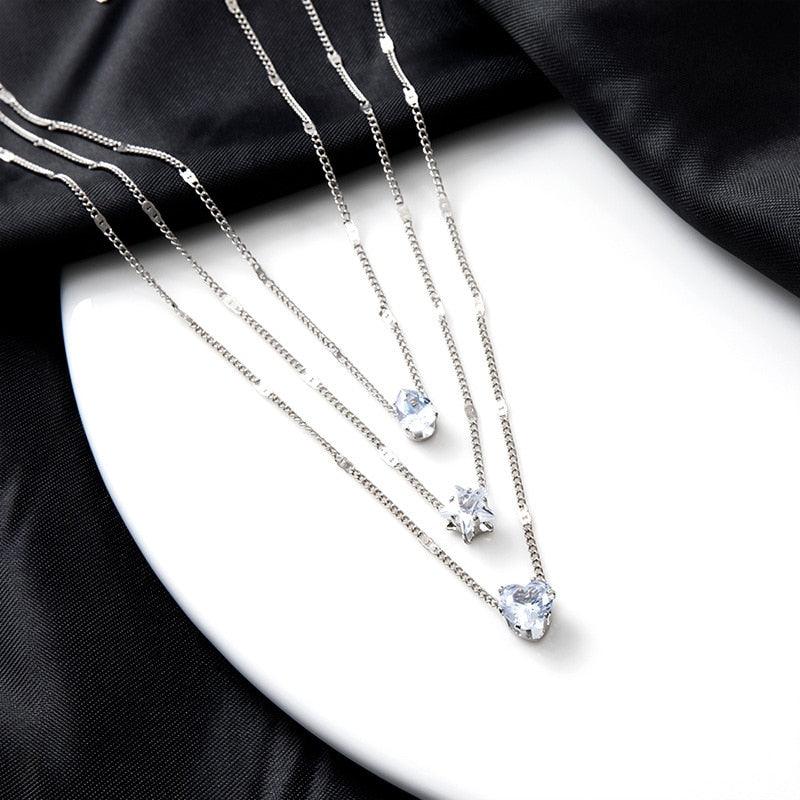 Colar Feminino Zircônia Amor Céu e Água