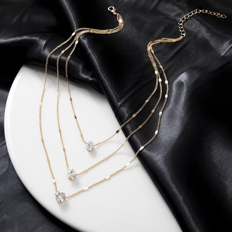 Colar Feminino Zircônia Amor Céu e Água