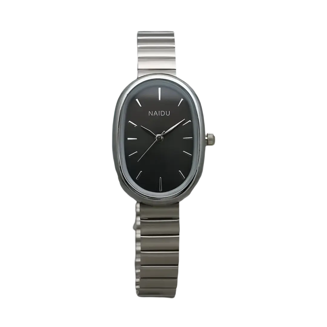 Relógio Feminino de Quartzo Oval com Pulseira de Aço Inoxidável