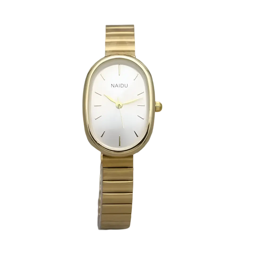 Relógio Feminino de Quartzo Oval com Pulseira de Aço Inoxidável